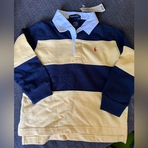 NWT Ralph Lauren Long Sleeve Yellow/Blue Stripe Polo Size 3T